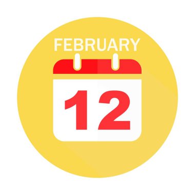 12 Şubat takvim düz simgesi