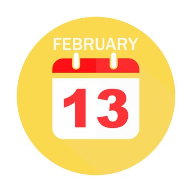 13 Şubat takvim düz simgesi