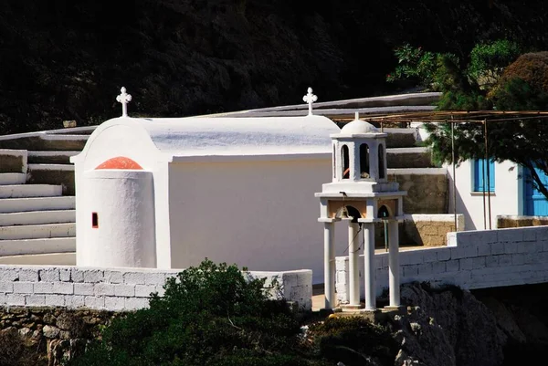 Grécia Ilha Karpathos Pequena Igreja Aldeia Olympos — Fotografia de Stock