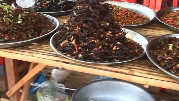 Mercados de insectos en Camboya — Vídeo de stock