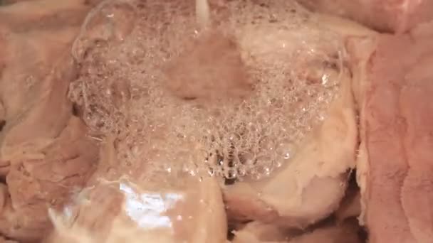通気マシンで肉を洗浄 — ストック動画