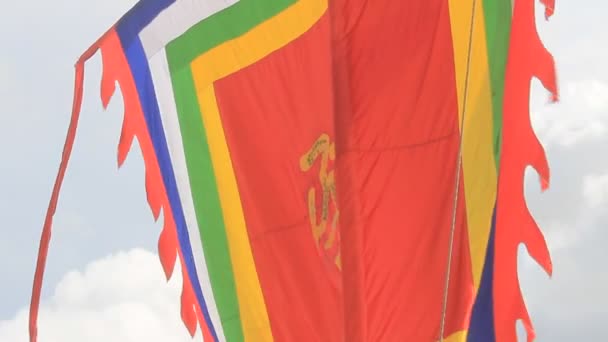 Flag in the traditional festival in Vietnam — Stock Video