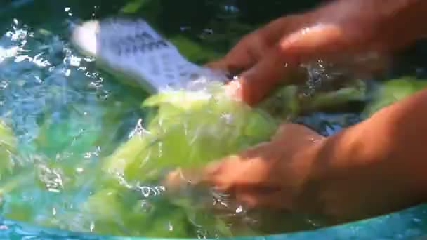 Peeling, wassen groente en fruit — Stockvideo