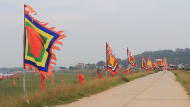 Bandera en el festival tradicional en Vietnam — Vídeos de Stock