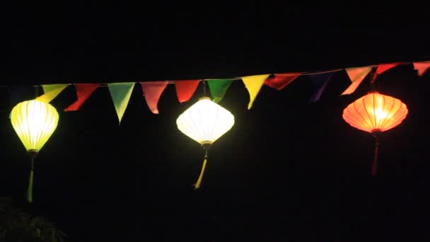 Zwevende lantaarn in traditionele festival, vietnam — Stockvideo
