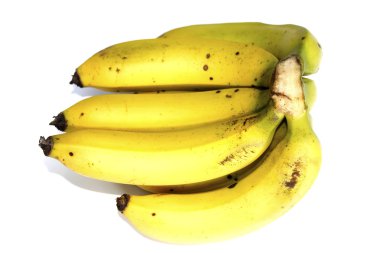 Beyaz arkaplanda izole edilmiş olgun muz 