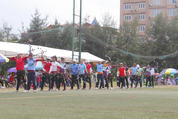 Hai Duong, Wietnam, lipca, 20: Sportowe konkursy dla łuczników. A Zdjęcie Stockowe