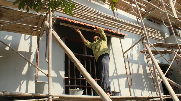 Trabajadores de la construcción trabajadores de la construcción yeserías casa —  Fotos de Stock