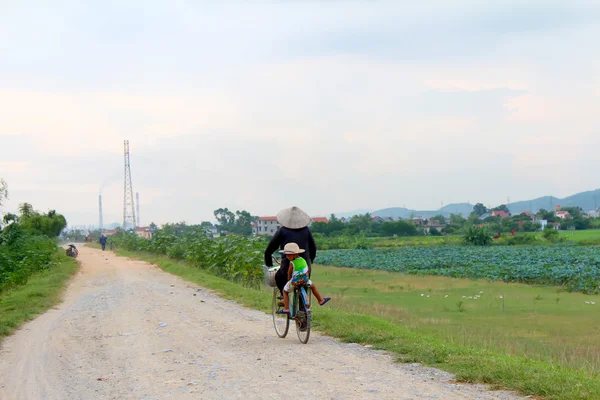 Asian woman riding a bicycle on the road — Stock Photo, Image