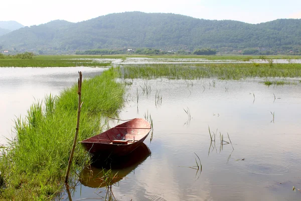 Båten på floden — Stockfoto