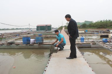 Balıkçılar ve balık çiftliği nehir