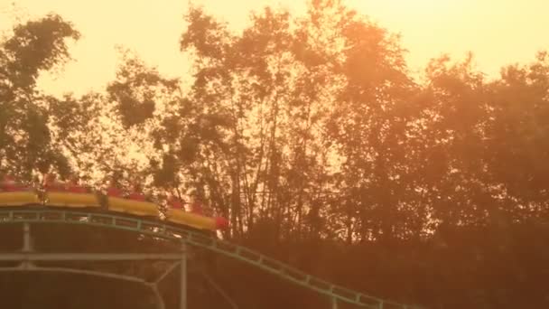 Juega montaña rusa en el parque — Vídeos de Stock