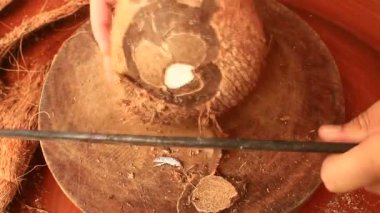 Doğranmış hindistancevizi eller