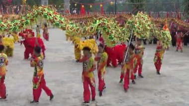 Ejderha dansı, aslan dansı Vietnam 'da geleneksel festivalde
