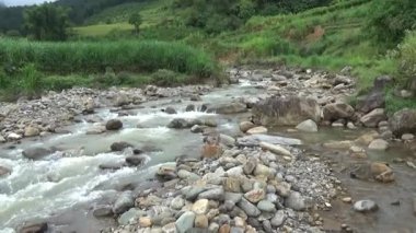 Bir sürü büyük kayası olan bir dere.