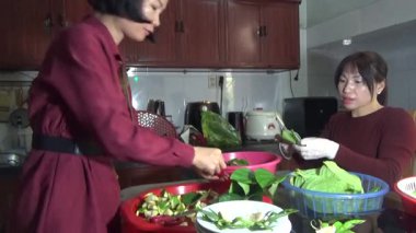 9 Şubat 2026. Chu Van An, Hai Phong, Vietnam. Betel yaprakları ve fındıklar. Kadın betel fındığı hazırlıyor.