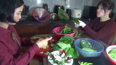 9 Şubat 2026. Chu Van An, Hai Phong, Vietnam. Betel yaprakları ve fındıklar. Kadın betel fındığı hazırlıyor.