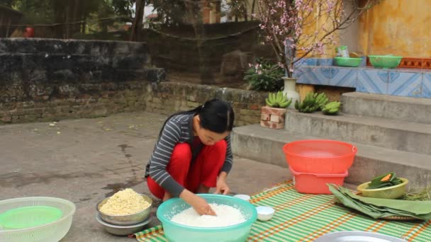 Ασιατικές άνθρωποι κάνουν κέικ ρυζιού σε νέα yaer — Αρχείο Βίντεο