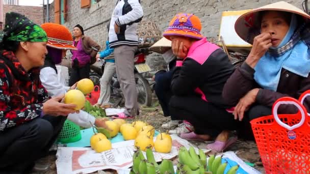 Peole asiatico nel mercato rurale — Video Stock