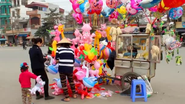 Asian peole in rural market — Stock Video