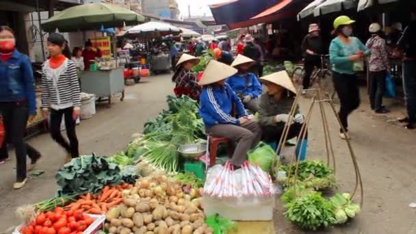 Aziatische personen in landelijke markt — Stockvideo