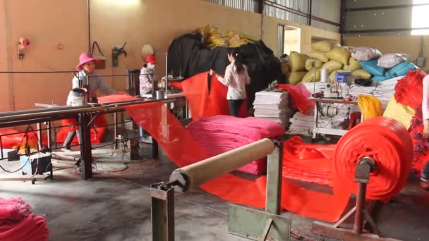 Arbetstagare i textilfabrik — Stockvideo