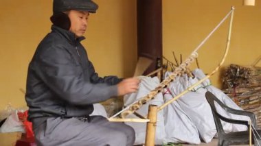  Asya adam geleneksel aletleri bambu Halk Festivali yapılan oynamak 