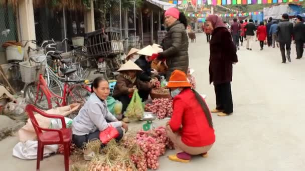 Peole asiatico nel mercato rurale — Video Stock