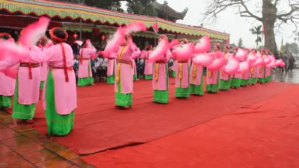 Gens en costumes traditionnels organiser des lettres dans la nouvelle année — Video