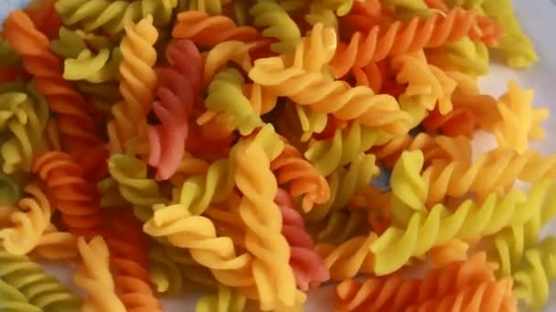 Noodles with many colors, shapes — Stock Video