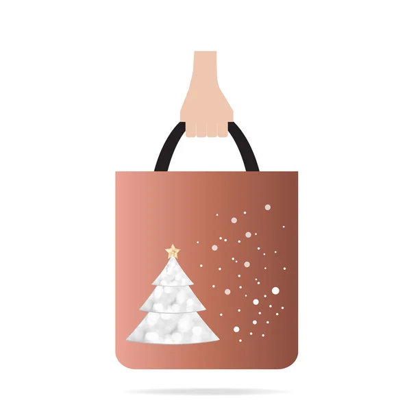 Mano con shopping bag di Natale — Vettoriale Stock