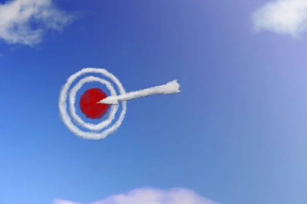 Cloud shape arrows hit in the target. Concept of target in business and success