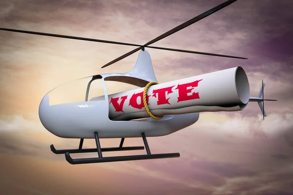 Helicóptero Lleva Una Votación Demostrando Mail Voto Ausente Concepto Votación — Foto de Stock