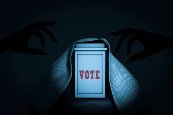 Caja Votación Cubierta Con Una Manta Asustada Demostrando Problema Votación — Foto de Stock