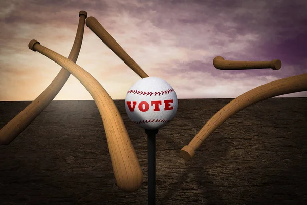 Baseball Bats Lurk Ball Vote Demonstrating Voting Issue Illustration — Stock Photo, Image