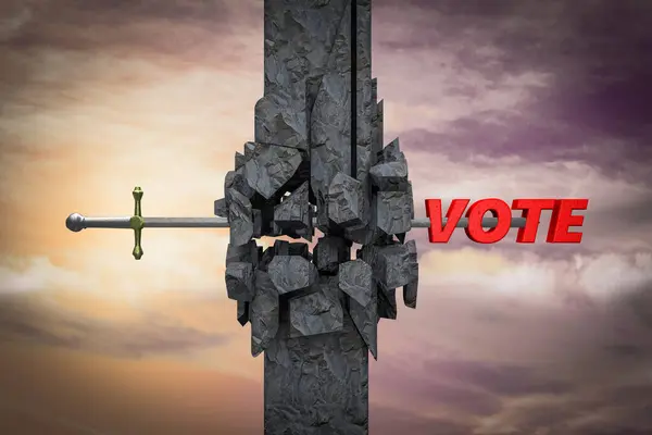 Espada Estrellar Muro Que Termina Una Carta Votación Que Demuestra — Foto de Stock