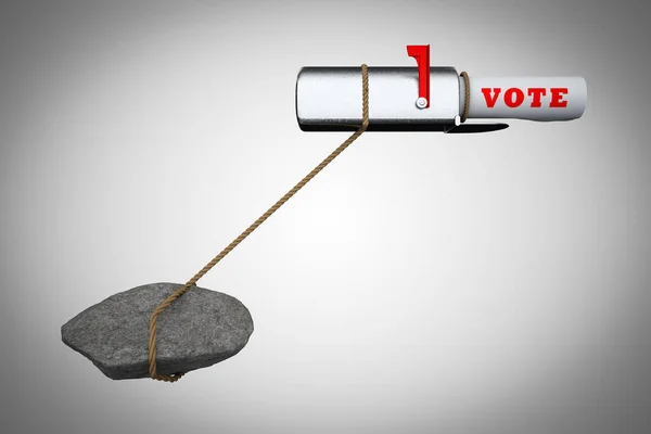 Buzón Correo Lleva Voto Tirando Una Piedra Demostrando Votar Por — Foto de Stock