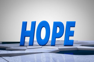 Kırık buz üzerinde umut, kayıp umut kavramını gösteriyor. 3B illüstrasyon