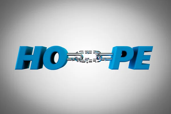Hope separate with broken chain demonstrating lost hope concept. 3D illustration