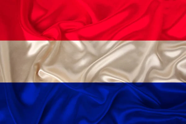 Bandiera Nazionale Del Paese Olanda Seta Dolce Con Pieghe Vento — Foto Stock