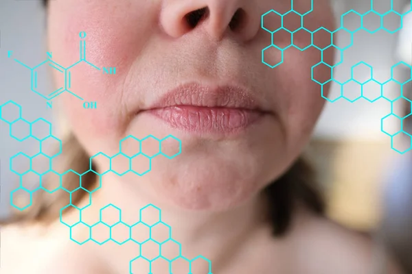 Lábios Boca Queixo Uma Mulher Meia Idade Parte Rosto Close — Fotografia de Stock