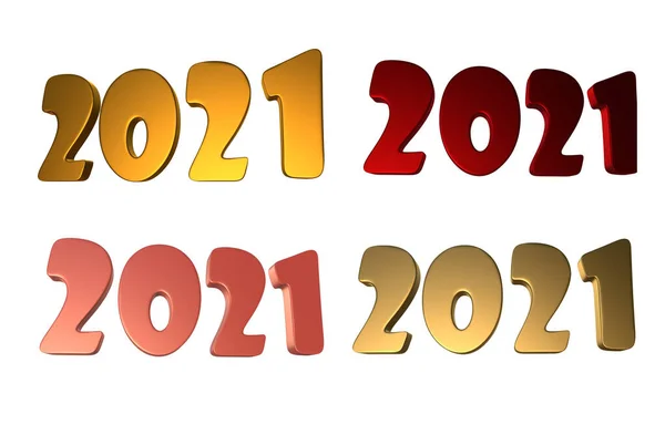 Symbool 2021 Jaar Van Verschillende Kleuren Illustratie Rendering Concept Van — Stockfoto