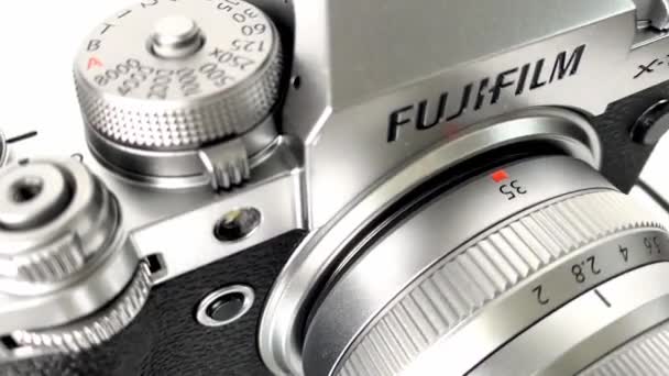 Frankfurt Duitsland Juni 2020 Fujifilm Xt4 Camera Met Fujinon Lens — Stockvideo