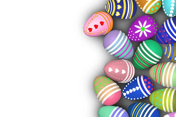 Цветные Окрашенные Яйца Рендеринг Модель Фон Дизайна Открытки Концепция Пасхи — стоковое фото