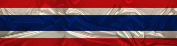 Lang Panorama Van Nationale Vlag Van Staat Thailand Prachtige Zijde — Stockfoto