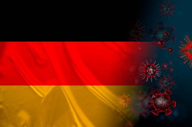 İpek üzerine Almanya bayrağı, koronavirüs geçmişi, turizm konsepti, eyalet sınır karantina tedbirleri, virüse karşı aşı, COVID-19
