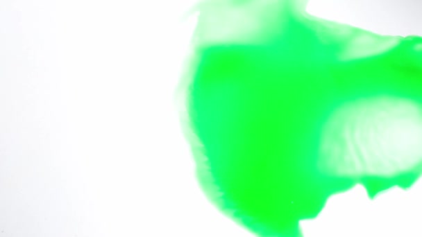 Abstrakte Grüne Farbflecken Auf Einer Weißen Fläche Zeichnung Mit Aquarellen — Stockvideo