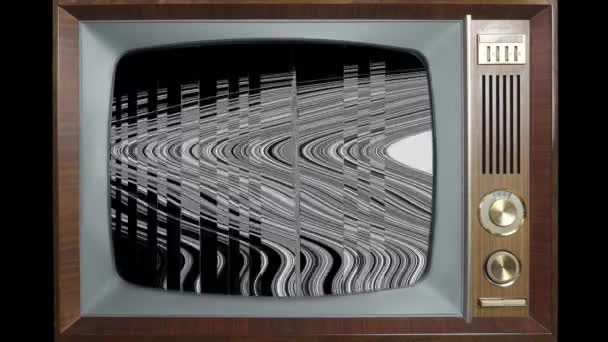 Stary Analogowy Telewizor Retro Czystym Ekranem Dla Projektanta Odizolowany Czarnym — Wideo stockowe