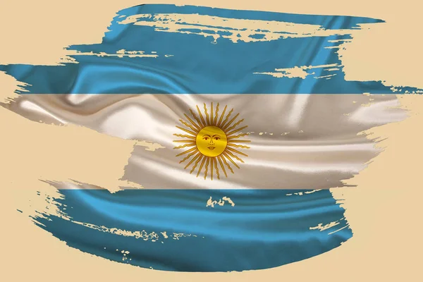 creative national grunge flag, Argentina flag brushstroke on beige isolated background, concept of politics, global business, international cooperation