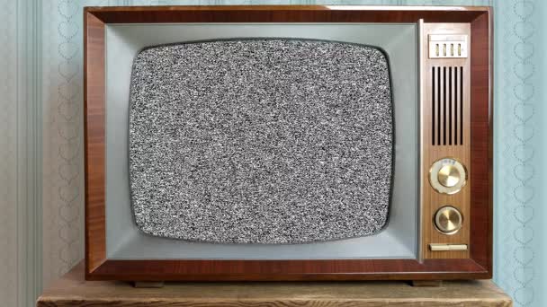 老旧的电视 屏幕上有德国国旗 白色噪音 电视上永恒价值的概念 全球贸易 复古技术 — 图库视频影像